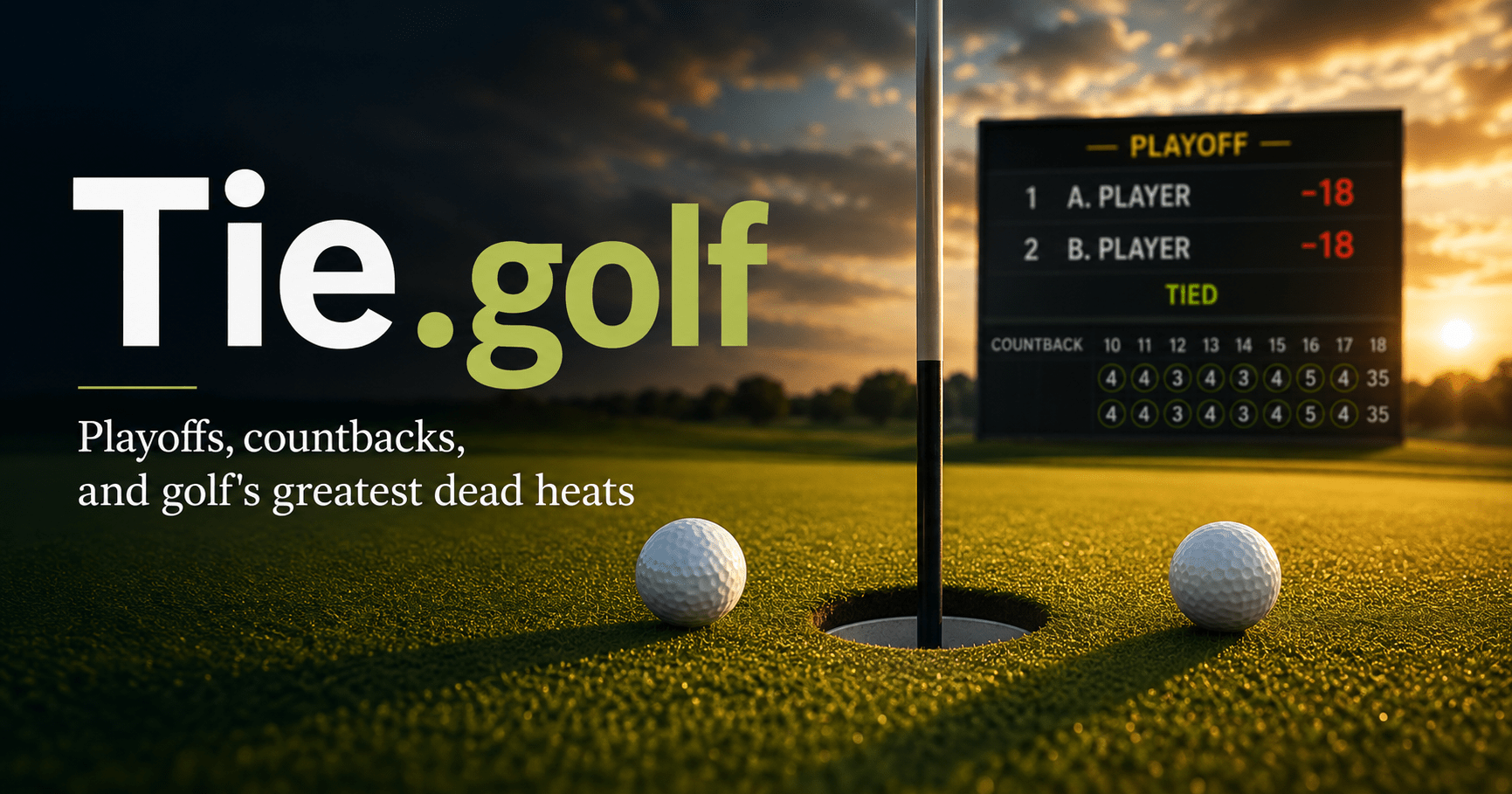 Tie.golf branded card - Ties in golf: the Rules leave the tiebreak to the Committee, and every major settles a deadlock differently.